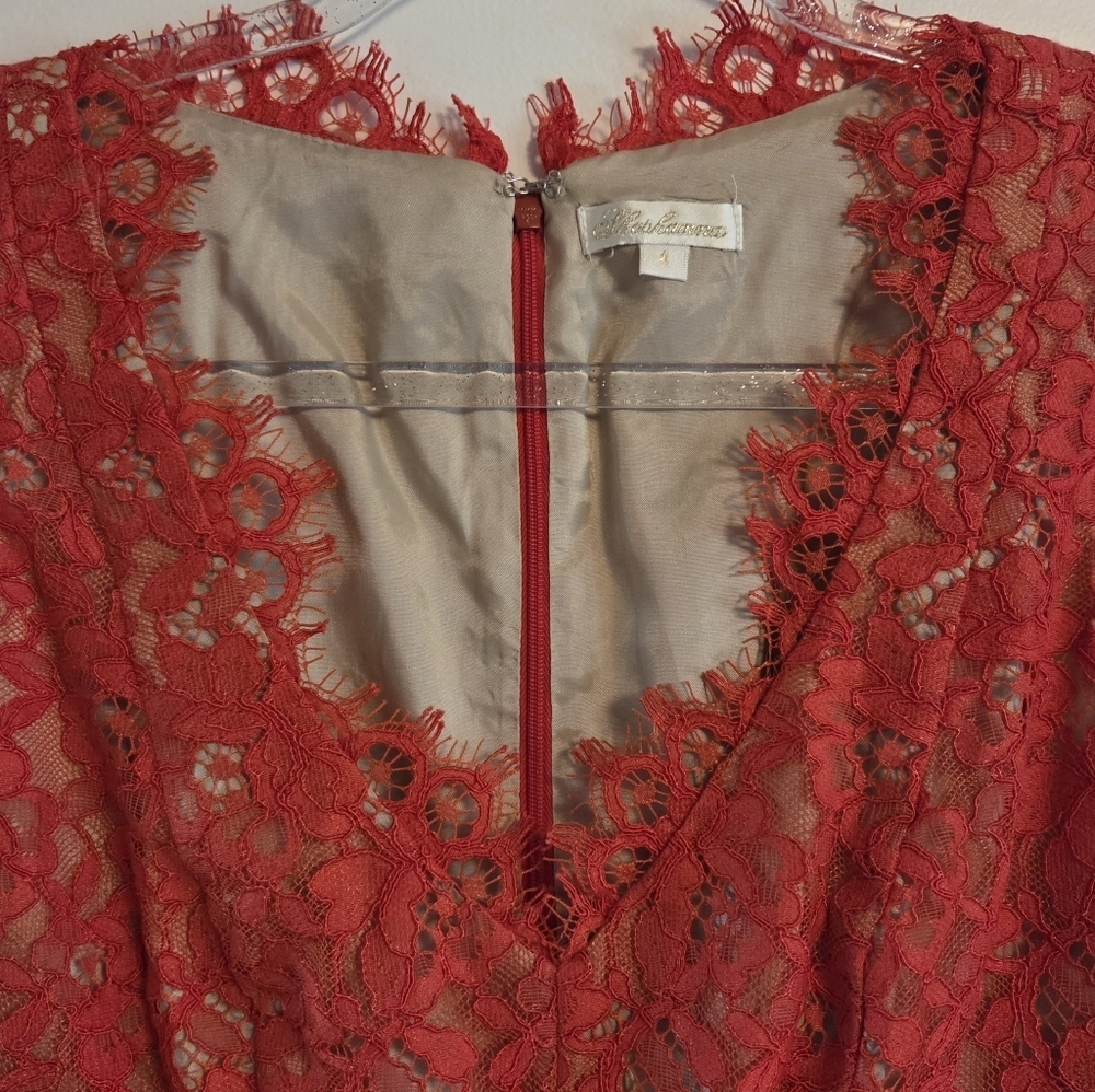 SHOSHANNA Sierra Red Lace Mini Dress Size 4 - Picture 2 of 7